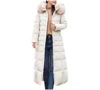 Parka Jacket Trendy Coat Women Winter Jacket Cotton Padded Warm Maxi Faux Fur Hooded Puffer Coat Ladies Slim Fit Long Coats Plain Thick Warm Maxi Down Coat Belt Outerwear Trench Coat Casual Loose Sale