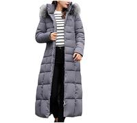 Parka Jacket Trendy Coat Women Winter Jacket Cotton Padded Warm Maxi Faux Fur Hooded Puffer Coat Ladies Slim Fit Long Coats Plain Thick Warm Maxi Down Coat Belt Outerwear Trench Coat Casual Loose Sale