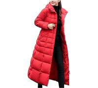 Parka Jacket Trendy Coat Women Winter Jacket Cotton Padded Warm Maxi Faux Fur Hooded Puffer Coat Ladies Slim Fit Long Coats Plain Thick Warm Maxi Down Coat Belt Outerwear Trench Coat Casual Loose Sale
