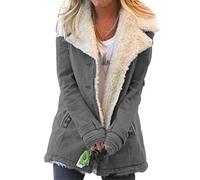Parka Jacket Womens Long Winter Ladies Parka Lapel Coat Women Plus Size Parkas Women's Long Padded Winter Trench Coats Parka Jackets Lady Warm Oversized Parka Coats Women Waterproof Anorak Grey L