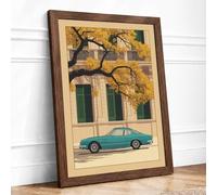 Parked on Quiet Streets Vintage Framed Wall Art Print A2 (59.4×42cm) Walnut, Wall Decor for Living Room, Bedroom, Office & Home, Ready to Hang, Art Gift
