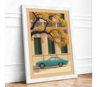 Parked on Quiet Streets Vintage Framed Wall Art Print A2 (59.4×42cm) White, Wall Decor for Living Room, Bedroom, Office & Home, Ready to Hang, Art Gift