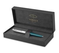 Parker 51 Ballpoint Pen | Teal Blue Barrel with Chrome Trim | Medium Point with Black Ink Refill | Gift Box