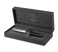 Parker 51 Fountain Pen | Black Barrel with Chrome Trim | Fine Nib with Black Ink Cartridge | Gift Box