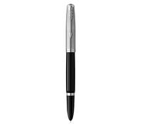 Parker 51 Fountain Pen, Black Barrel with Chrome Trim, Medium Nib with Black Ink Cartridge, Gift Box