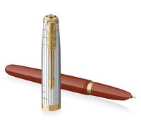 Parker 51 Premium Collection Fountain Pen | Rage Red with Gold Trim | Fine Nib | Gift Boxed