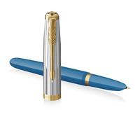 Parker 51 Premium Collection Fountain Pen | Turquoise with Gold Trim| Fine Nib | Gift Boxed