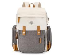 Parker Baby Diaper Backpack - Large Diaper Bag with Insulated Pockets, Stroller Straps and Changing Pad -"Birch Bag" - Cream