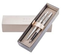 PARKER Ballpoint Pen & Fountain Pen Jotter with Gift Box - Laser Engraved FREE with your text or name, Ideal for Anniversary, Christmas, Wedding, Birthday or Gift, Perfect for Men or Women - SILVER
