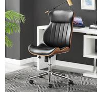 Parker Black Faux Leather Wood Back Office Chair