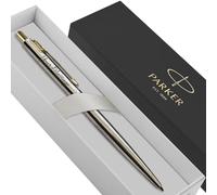 Parker Classic Slimline Ballpoint Personalised Pen In Classy Gift Box Ideal Christmas, Birthday or Fathers Day Gift Perfect Men & Women Engraved Parker Pen With Laser Engraving (Silver, Gold Clip)