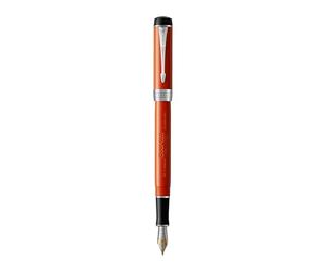 Parker Duofold Centennial Fountain Pen | Classic Big Red Vintage | Medium Solid Gold Nib | Black Ink and Convertor | Premium Gift Box