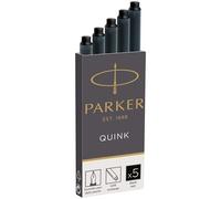 Parker Fountain Pen Ink Refill Cartridges | Long | Black QUINK Ink | 5 Count