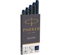 Parker Fountain Pen Ink Refill Cartridges | Long | Blue-Black QUINK Ink | 5 Cou