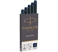 Parker Fountain Pen Ink Refill Cartridges | Long | Blue-Black QUINK Ink | 5 Count