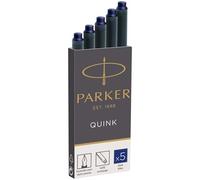Parker Fountain Pen Ink Refill Cartridges | Long | Blue QUINK Ink | 5 Count