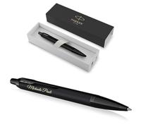 PARKER IM Achromatic Ballpoint Pen with Engraving, Premium Pen, Gift Box, Blue Ink, Personalised Gift, Name, Engraved, Anniversary, Birthday, Gift Idea (Matte Black)