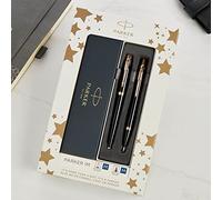 Parker IM Ballpoint & Fountain Pen Gift Set - Personalised Ballpoint Fountain Gloss Black with Gold Trim
