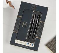 Parker IM Ballpoint & Fountain Pen Gift Set - Personalised Ballpoint Fountain Pen - Gloss Black with Chrome Trim - Gifts for CEO, Managers, Executives