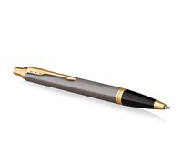 PARKER IM Ballpoint Pen | Grey Lacquer with Gold Trims | Medium Point | Blue Ink Refill | Gift Box | Perfect Graduation Gifts