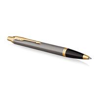 Parker Ballpoint Pen IM - Grey Lacquer with Gold Trims, Medium Point, Blue Ink, Gift Box