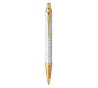Parker Pens Ballpoint Pen IM - Premium Pearl Lacquer, Gold Trim, Medium Point, Blue Ink, Gift Box