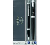Parker IM Black Lacquer & CHrome Trim Fountain Pen & Ballpoint Pen Set 2093215