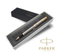 Parker IM Brush Metal Rollerball Pen Gold Trim - Supplied in Gift Box