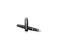 Parker IM Fountain Pen | Black Lacquer with Chrome Trim | Medium Nib with Blue Ink Refill | Gift Box