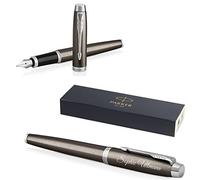 PARKER IM Core Fountain Pen with Engraving, Premium Pen, Gift Box, Blue Ink, Personalised Gift, Name, Engraved, Fountain Pen, Birthday Gift Idea (Dark Espresso C.C.)