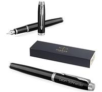 PARKER IM Core Fountain Pen with Engraving, Premium Pen, Gift Box, Blue Ink, Personalised Gift, Name, Engraved, Fountain Pen, Birthday Gift Idea (Black Lacquer C.C.)