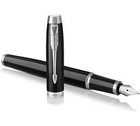 Parker IM Fountain Pen | Black Lacquer with Chrome Trim | Medium Nib with Blue Ink Refill | Gift Box