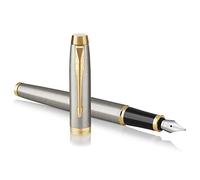 Parker IM Fountain Pen | Brushed Metal | Fine Nib with Blue Ink Refill | Gift Box