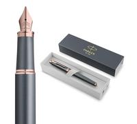 Parker Fountain Pen IM - Finishing Touch Collection, Slate Finish, Fine Nib, Blue Refill, Gift Box