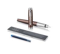 Parker IM Fountain Pen, Premium Brown, Fine Nib with Blue Ink Refill (1931676)