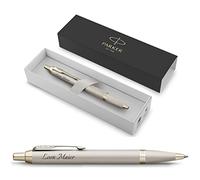 PARKER IM Monochrome Ballpoint Pen with Engraving, Premium Pen, Gift Box, Blue Ink, Personalised Gift, Name, Engraved, Anniversary, Birthday, Gift Idea (Champagne)