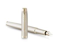 Parker IM Monochrome Fountain Pen | Champagne Finish and Trims | Medium Point | Blue Ink | Gift Box