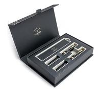Parker IM Pen Set - Fountain Pen & Rollerball Pen - Sandblast Black Gold Trim - with Gift Box, Elegant Writing Gift for Professionals