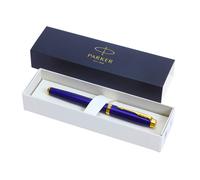 Parker IM Premium Limited Edition Rollerball Pen | Lustrous Blue Lacquer with Gold Trim | Black Ink | Gift Boxed