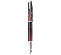 PARKER IM Premium Portal, Fountain pen, Red gradient, chrome trims, Fine nib, blue ink cartridge, Giftbox,Blue,Red