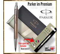 Parker IM Premium Retractable Ballpoint Pen - Medium - Blue Ink - Brown Shadow
