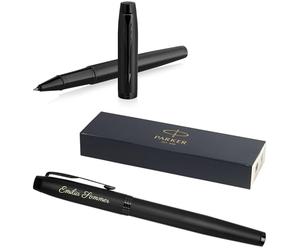 PARKER IM Professionals Monochrome Rollerball Pen with Engraving, Premium Pen, Gift Box, Black Refill, Personalised Gift, Name, Birthday (Matte Black)