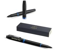 Parker IM Professionals Vibrant Rings Rollerball Pen with Engraving, Premium Pen, Gift Box, Black Refill, Personalised Gift, Name, Birthday (Blue PVD)