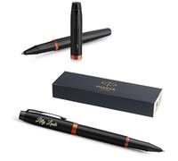 Parker IM Professionals Vibrant Rings Rollerball Pen with Engraving, Premium Pen, Gift Box, Black Refill, Personalised Gift, Name, Birthday (Orange PVD)