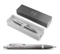 PARKER IM Rituals Grey Chrome Ballpoint Pen with Engraving, Premium Pen, Gift Box, Personalised Gift, Birthday (Grey Chrome)