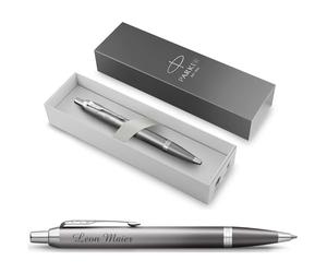 PARKER IM Rituals Grey Chrome Ballpoint Pen with Engraving, Premium Pen, Gift Box, Personalised Gift, Birthday (Grey Chrome)