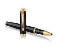 PARKER IM Rollerball Pen, Black Lacquer Gold Finish Trim with Fine Point Black Ink (1931659)