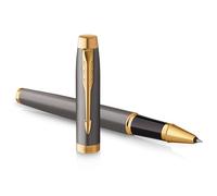 Parker IM Rollerball Pen | Grey Lacquer with Gold Trims | Fine Stainless Steel Point | Black Ink Refill | Gift Box | Perfect Graduation Gifts