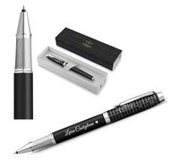 PARKER IM Rollerball Pen - Legacy of Flight Collection - Matte Black with Stainless Steel & Chrome - Laser Engraved - Free Gift Box (IN Rollerball)