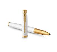 Parker IM Rollerball Pen | Premium Pearl Lacquer with Gold Trim | Fine Point with Black Ink Refill | Gift Box